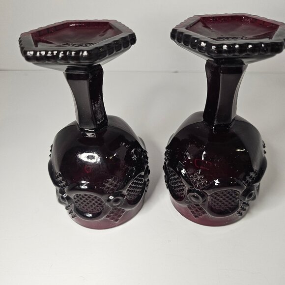 Vintage Avon 1876 Cape Cod Collection Ruby Red Set Of 2 Cordial Glasses - Picture 6 of 10